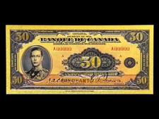 Canada 1935 $50 Prince Albert - 24KT Gold Foil Fantasy Bank Note!!