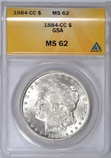 1884-CC MORGAN SILVER DOLLAR ANACS MS62