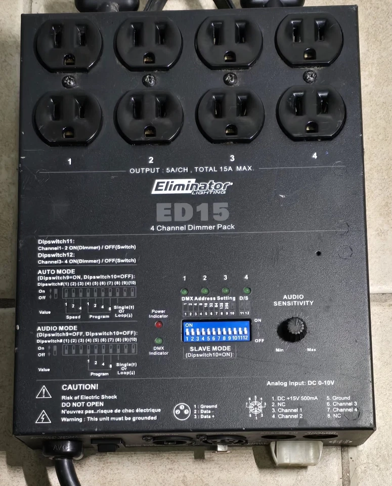 Eliminator Lighting ED-15 4-Channel DMX Lighting Dimmer - Image 4 of 4