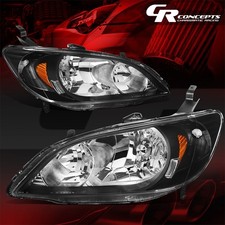 Pair Of Black Housing Amber Corner Headlights Lhrh For 04-05 Honda Civic 24dr
