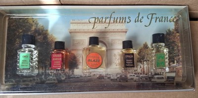 Miniaturen-Set ''Parfums de France'' 5 frz. Parfums in Souvenir-Box, insg. 10 ml 