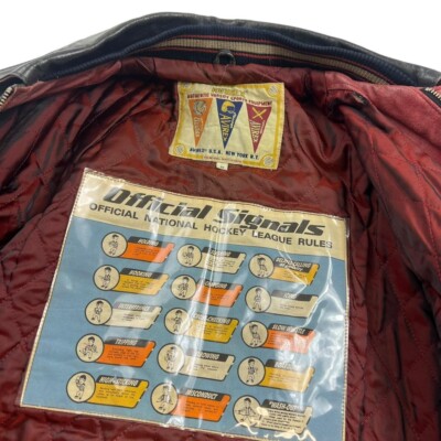 Vintage Avirex Hockey All Star Goalers Leather Jacket - Medium