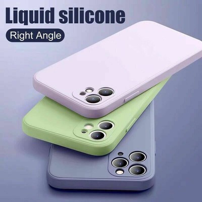 Liquid Silicone Case For iPhone 16 15 14 Pro Max 13 12 11 XS X Camera Lens Cover