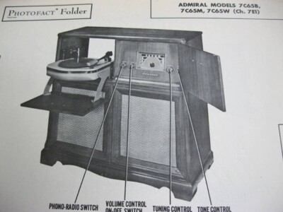 ADMIRAL 7C65B, 7C65M, 7C65W PHONOGRAPH RADIO PHOTOFACT