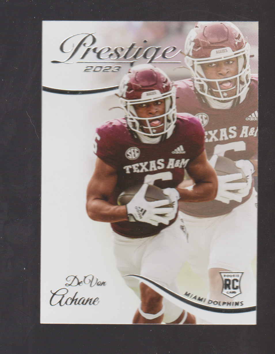 2023 Panini Prestige #328 De'von Achane RC, Miami Dolphins