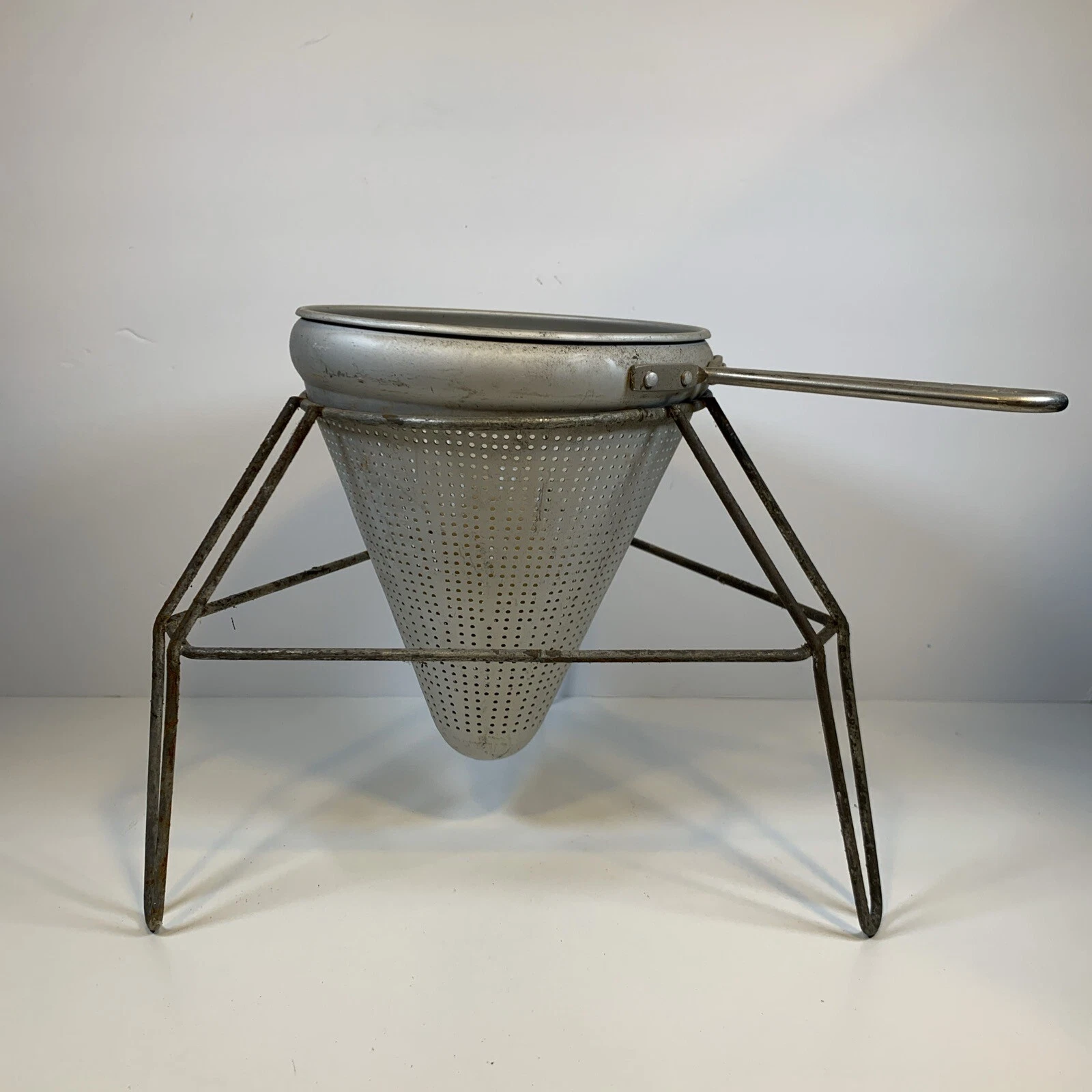 Vintage Cone Sieve Colander Strainer Ricer Food Mill with Stand