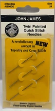 John James Twin Pointed Quick Stitch Needles Size 24 JJ698DE Package of 3