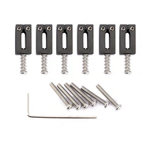 Musiclily Ultra 6Pcs Black 10.5mm Modern Brass Saddles Set For Strat Tele Guitar