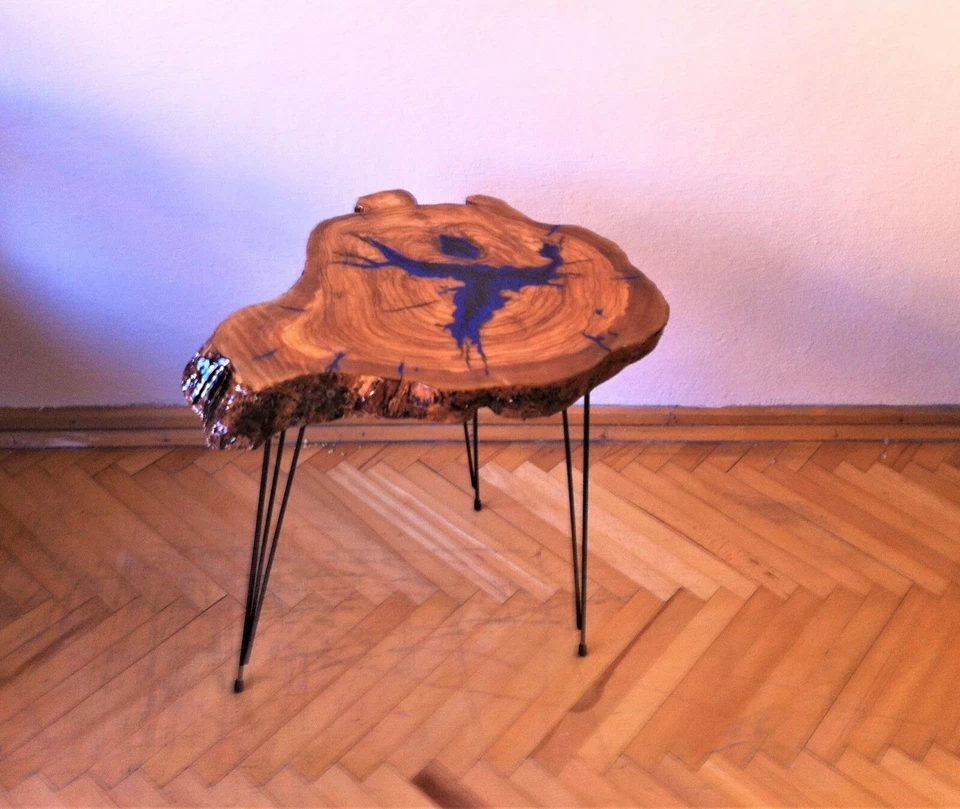 Handmade Live Edge Olive Wood Coffee Table, Epoxy Resin Olive Root Table. - Image 3 of 4