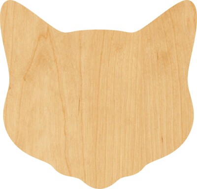 Cat Head Laser Cut Out Wood Shape Craft Supply - Woodcraft Cutout