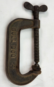 Antique Vintage Bull Dog 4 Inch V-Clamp Tool Weld Heavy Steampunk Book End