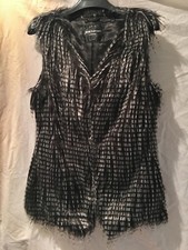 Jane Norman Faux Fur Black/white Gilet Size 8, Nwot