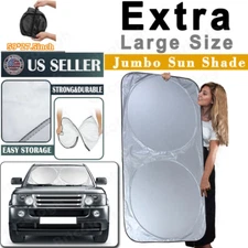 Folding Jumbo Front Rear Car Window Sun Shade Auto Visor Windshield Block Cover