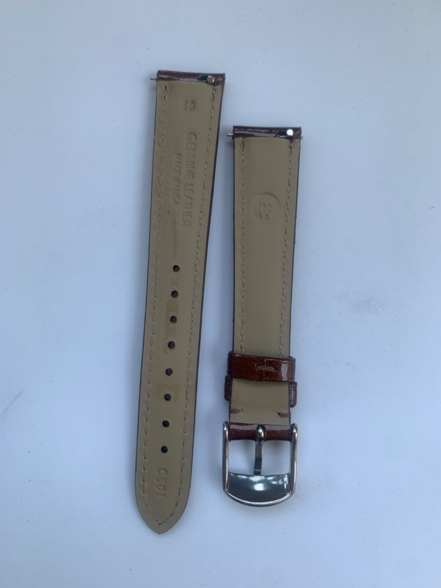 Michele 16mm Genuine Patent Brown Leather Strap | eBay display picture 1
