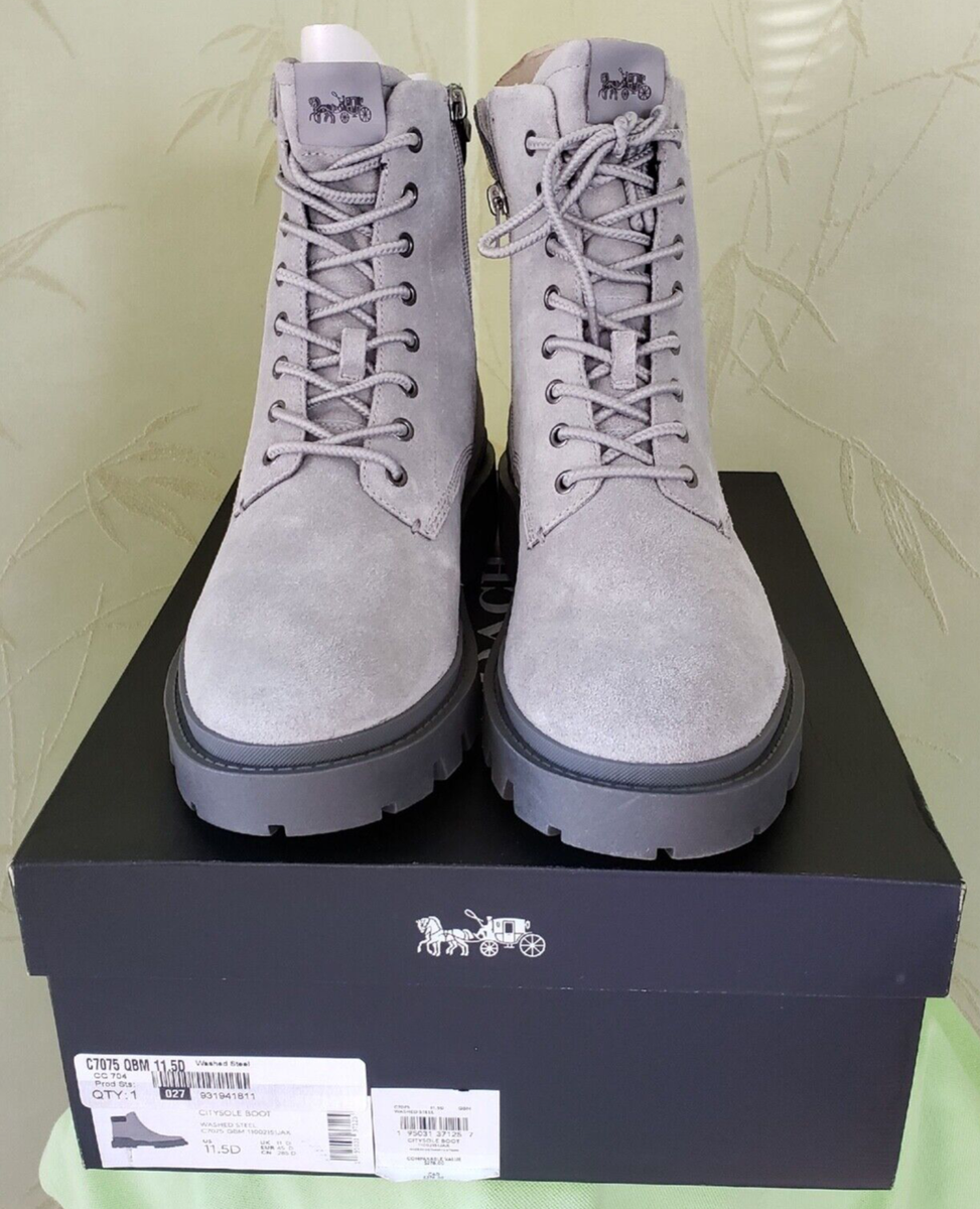 Coach Men C7075  Citysole Suede Leather Combat Working Boots Washed Steel 13 D Coach Citysole Suede Leather Combat Working Boots Washed  main image 3