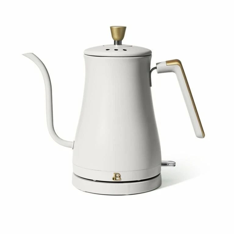 Beautiful 1L Gooseneck Electric Kettle 1200W Pour Over White Icing