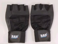 RAD Fingerless Black Leather Gloves Weight Lifting GYM Workout Small Wrist Wrap