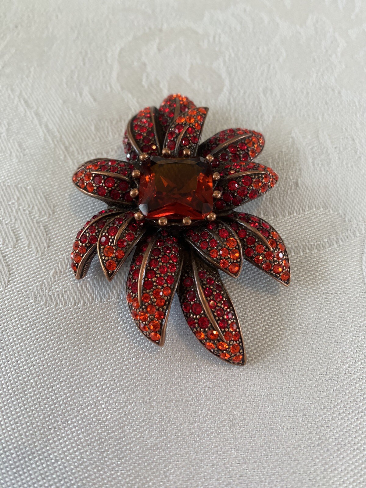 Joan Rivers Ruby Red Crystal Rhinestone Flower Pi… - image 4