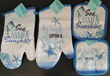 Seaside Beach Oven Mitts, Potholders Seashells with Slogans, S22c, Select Item(s