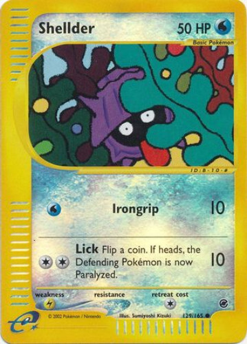 Pokemon Card - Expedition 129/165 - SHELLDER (reverse holo) - NM