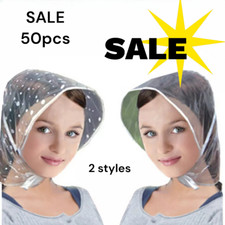 SALE  x10 x50 Clear/Patterned Rain Hat Ladies Polka Dot Hair Protector hood