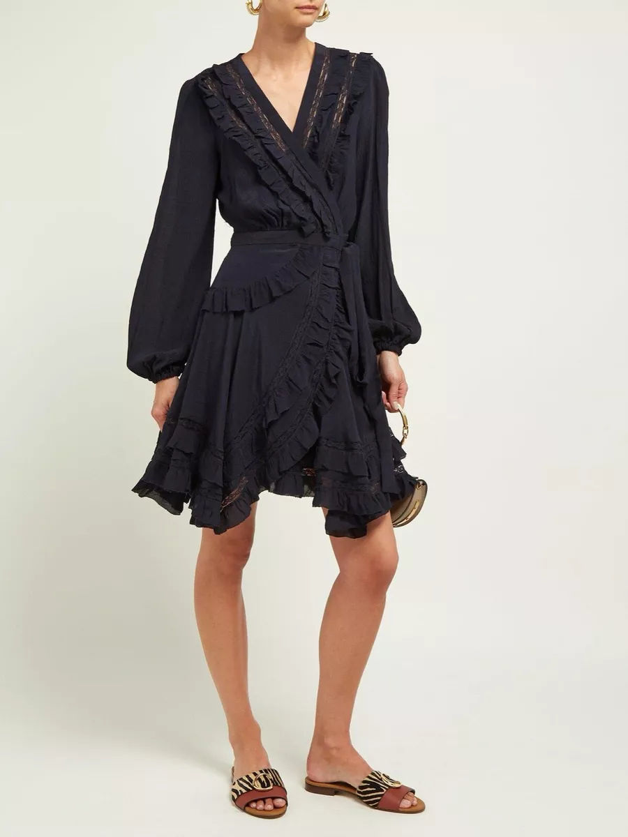 Zimmermann wrap dress black cheap