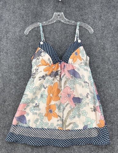 Kimchi & Blue Babydoll Built In Bra Floral Polka Dot Tank Top Small Y2K Flowy