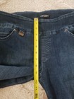 Lissette Size 40 US 10 Pull On Blue Jeans Stretch Side Stripe Black Floral Pants — photo 7