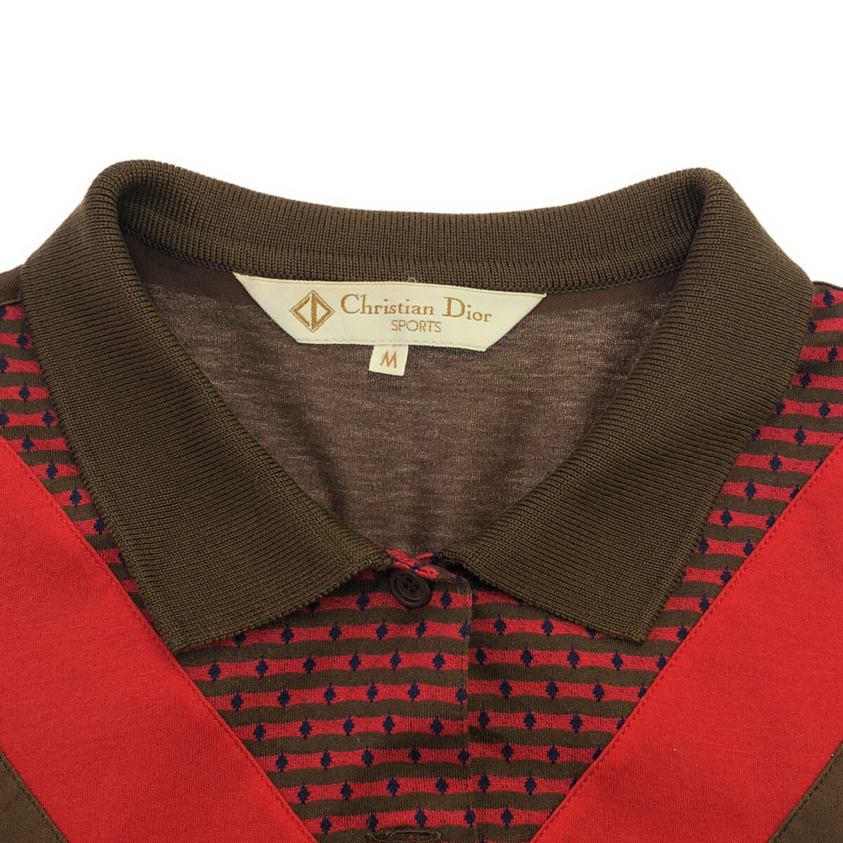 Christian Dior - 古着 Christian Dior SPORTS クリスチャンディオール スポーツ 80s 90s オールド 幾何学柄 長袖 ポロシャツ M ブラウン レディース Christian Dior SPORTS 80s 90s Old Geometric pattern Long