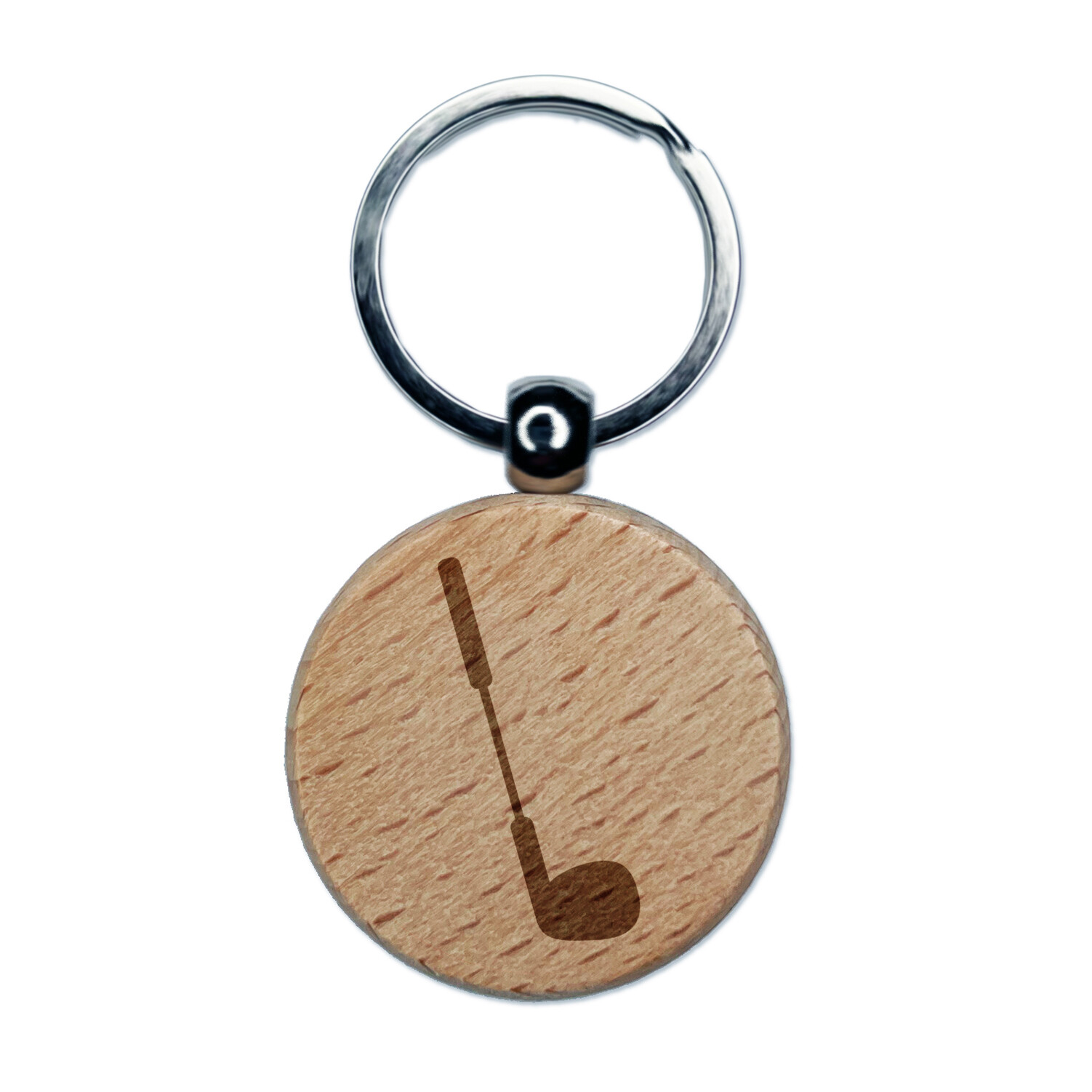 Golf Club Engraved Wood Round Keychain Tag Charm