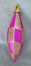 Pink & Gold Check Drop Bauble Christmas Tree Decoration…5.5ins