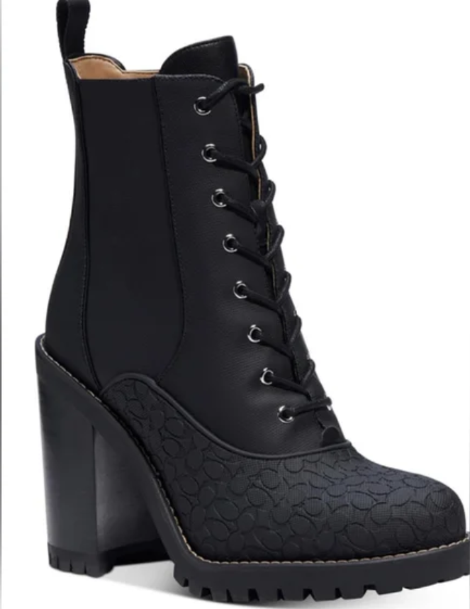 COACH Haven Boot Black Mixed Materials 7.5 B (M) Luxury Shoe Booties NEW
