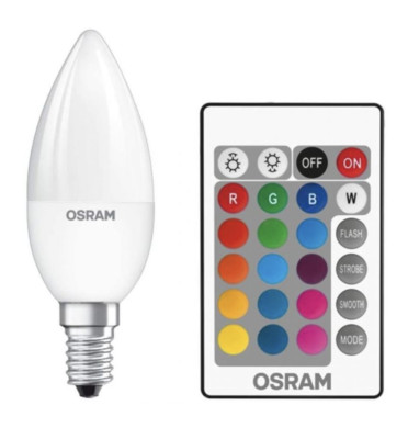 Osram LED Farbwechsel RGBW, SES E14, dimmbare Kerzenlampe - Fernbedienung