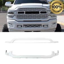 For 2019-2024 Ram 2500 3500 Bright White Front Upper+lower Grille Molding Trim