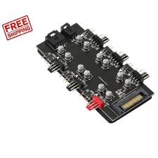 Compact CPU Cooling Hub - 6-Way RGB Fan Power Splitter with SATA Connectivity