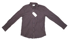 Ben Sherman Shirt Mens Large Red Navy Geometric Mod Fit Button Up Long Sleeve