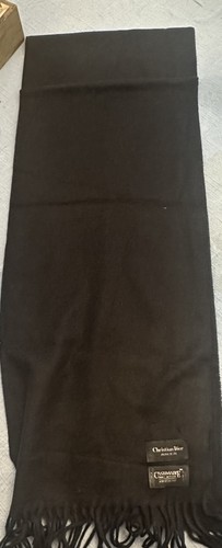 Christian Dior Black 100% Acrylic Fringe Scarf for Men Solid Winter Fall