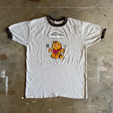 70s VINTAGE GARFIELD THE CAT RINGER T-SHIRT ADULT SZ M 80s CARTOON COMIC STRIP
