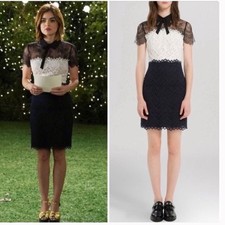 Sandro Rozen black/wh guipure lace mini dress 1/S