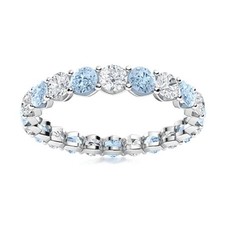 Natural Aquamarine 925 Sterling Silver Statement Full Eternity Ring Jewelry