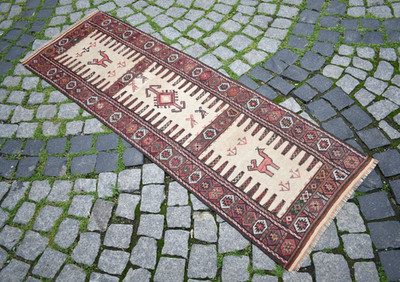 Caucasian Runner Rug 23'' x 69'' Embroidered Weave Hallway Fine Quality Wool Rug