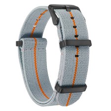 Elastic Nylon Watch Band 20mm Waterproof One Piece Watch Strap Light Grey/Orange