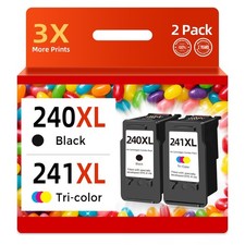 PG-240 CL-241 XL Ink Cartridge for Canon 240XL 241XL Combo Pack Work With PIX...