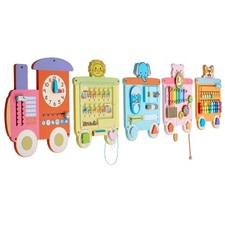 Uimoso Wall Activity Board with 18-in-1 Train Montessori Sensory Panels