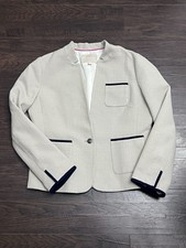 Banana Republic Textured Lined Look Spring Summer Collarless One Button Blazer