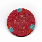 Obsolete Gold Strike Inn $5 Casino Poker Chip Red Blue Inserts Boulder City NV — photo 2