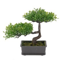 Bonsai Baum im Blumentopf grün Künstlicher Topfpflanze Dekor 23cm Rustikal