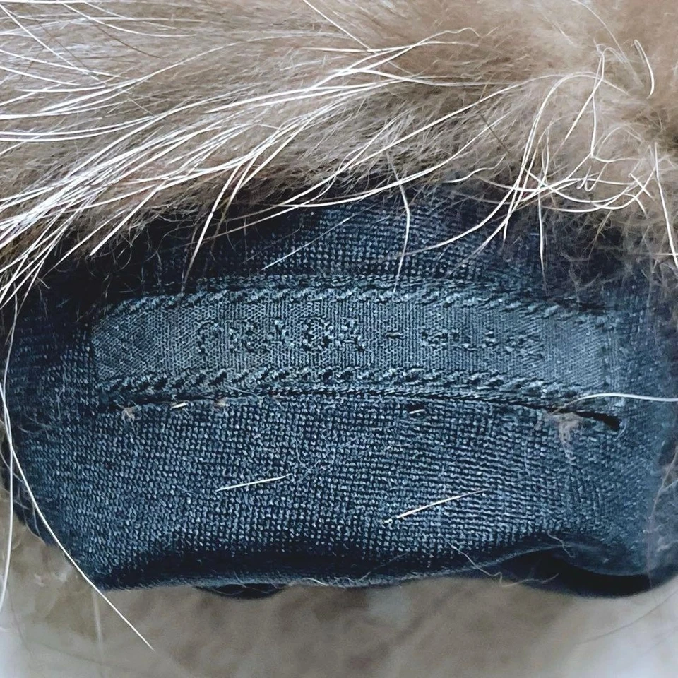 PRADA Black Lambskin Leather Gloves Trim with Fox Fur Women Total Length: 9.1in - Image 3 of 4