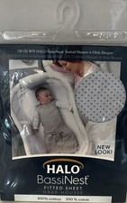 HALO BassiNest Fitted Sheet 100 Cotton Breathable Bassinet Sheet 30 x 16"