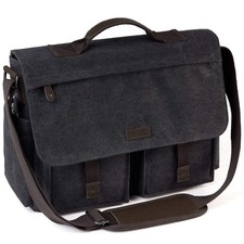 17inch Laptop Messenger Bag, Men's Vintage Water Resistant Canvas Satchel Bri...